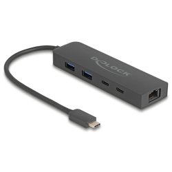 DELOCK 10 Gbps USB Hub mit 2.5 Gigabit LAN Port und PD 85 W