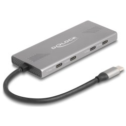 DELOCK 7 Port USB Hub 10 Gbps mit 4 x USB Type-C Buchse und 3 x USB Typ-A Buchse mit PD 80 W