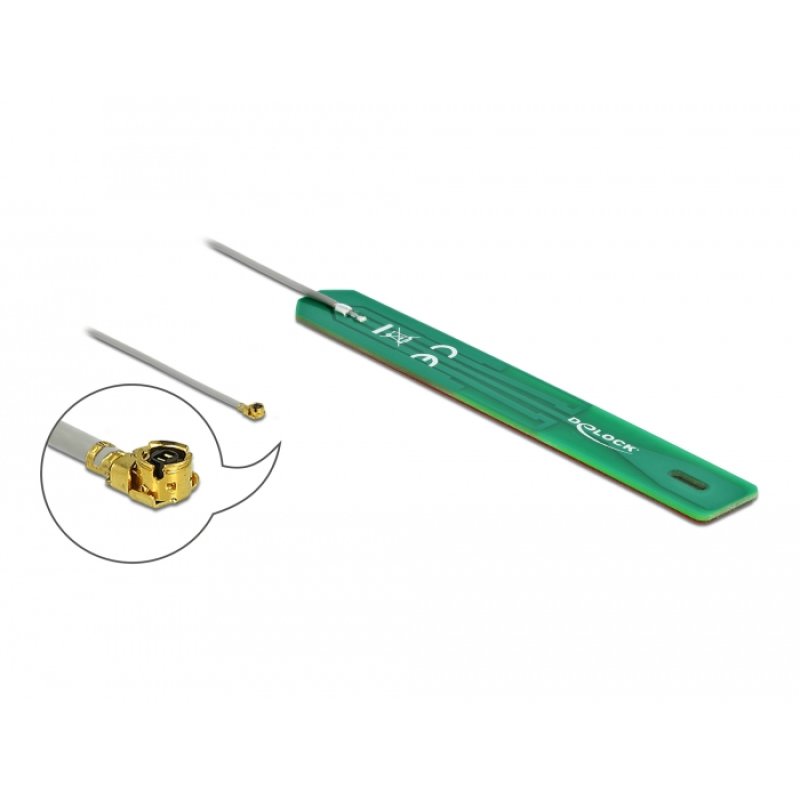 DeLOCK Antenne LPWAN 880 - 960 MHz I-PEX Inc., MHF I mâle 2 dBi 1.13 7,5 cm PCB interne autocollante