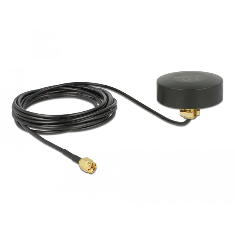 DeLOCK WLAN 802.11 b/g/n Antenne mâle RP-SMA 2 dBi fixe omnidirectionnelle avec câble de connexion RG-174 1,5 m