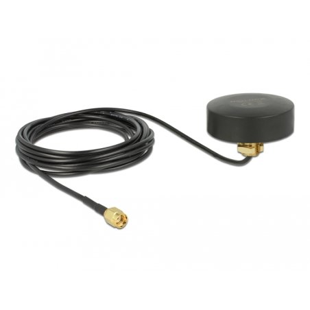 DeLOCK WLAN 802.11 b/g/n Antenne mâle RP-SMA 2 dBi fixe omnidirectionnelle avec câble de connexion RG-174 1,5 m