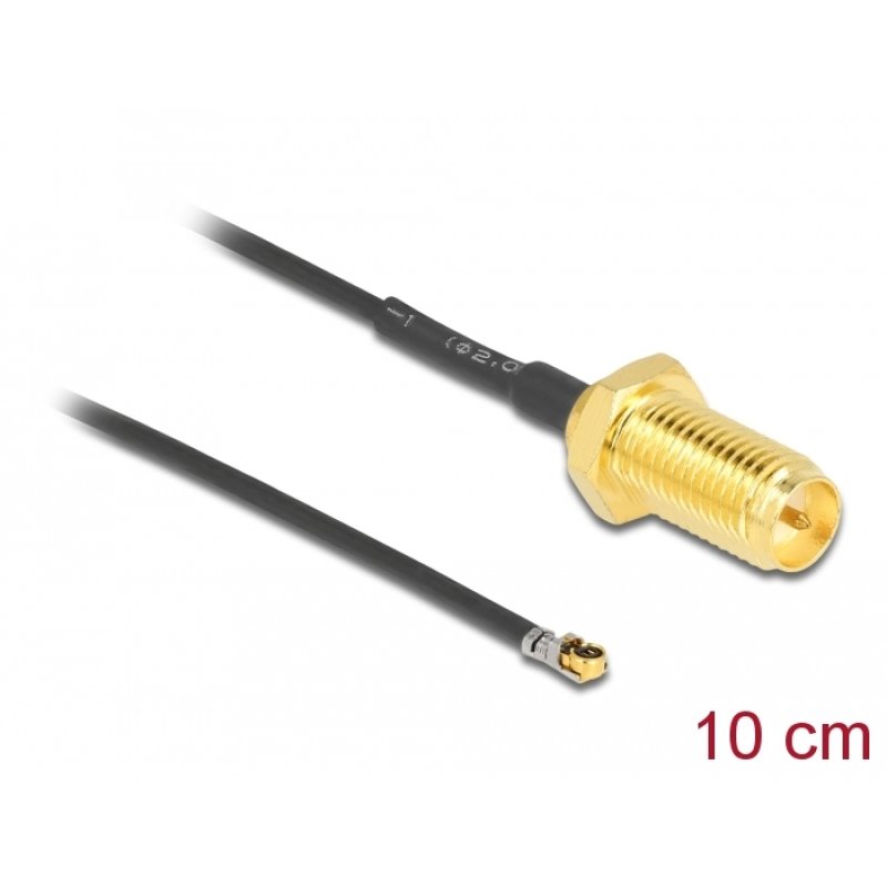 DeLOCK Câble d'antenne RP-SMA femelle sur cloison vers I-PEX Inc., MHF 4L LK mâle 1.37 10 cm Longueur filetée 10 mm