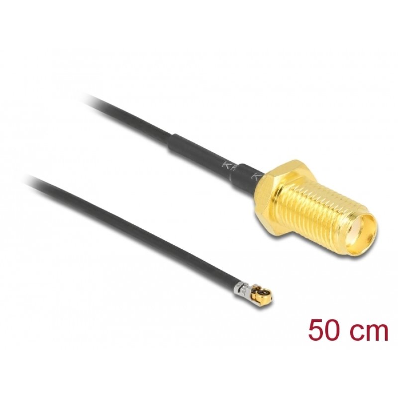 DeLOCK 12666 coaxial cable 0.5 m SMA MHF 4L LK Black