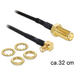 DeLOCK 88472 câble coaxial 0,32 m MMCX RP-SMA Or, Noir