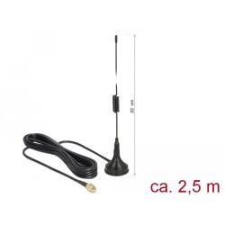 DELOCK GSM / UMTS / LTE Antenne SMA Stecker 2 dBi starr omnidirektional mit Anschlusskabel RG-174 2.5m outdoor schwarz
