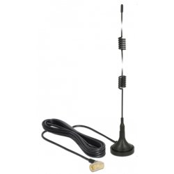 DELOCK LTE Antenne SMA Stecker 90 2.5 dBi starr omnidirektional mit magnetischem Standfuss und Anschlusskabel RG-174