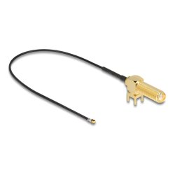 DeLOCK Antenna Cable SMA 90° PCB jack bulkhead to I-PEX Inc., MHF 4L plug 1.13 25 cm thread length 15 mm