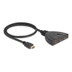 DeLOCK Commutateur HDMI 3 x HDMI en une sortie HDMI 8K 60 Hz avec câble 60 cm intégré