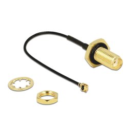DELOCK Antennenkabel SMA Buchse zum Einbau MHF /U.FL-LP-068 kompatibler Stecker 100mm 1.13 Gewindelnge 10mm