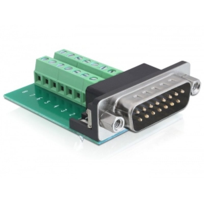 DeLOCK 65275 changeur de genre de câble Sub-D 15 pin Gameport 16 pin Terminal block Vert