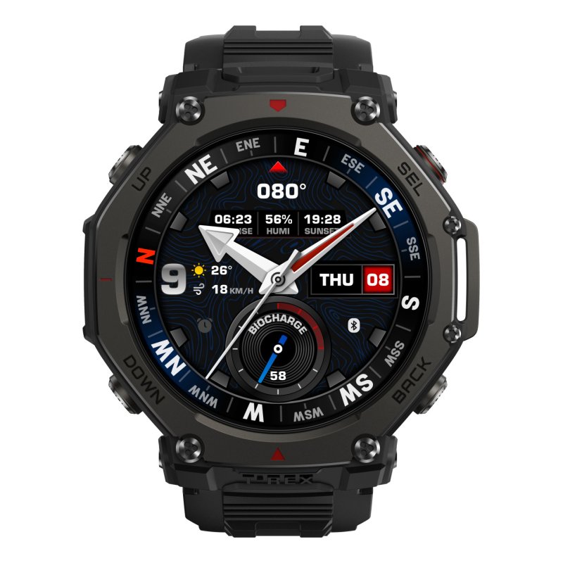 Amazfit T-Rex 3 Pro 3.81 cm (1.5") AMOLED 48 mm Digital 480 x 480 pixels Touchscreen Black Wi-Fi GPS (satellite)