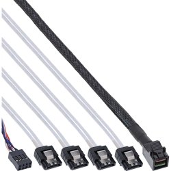 Kabel SAS/SATA Mini SAS HD x4 (SFF-8643) auf SATA (4) incl. Sideband 1m