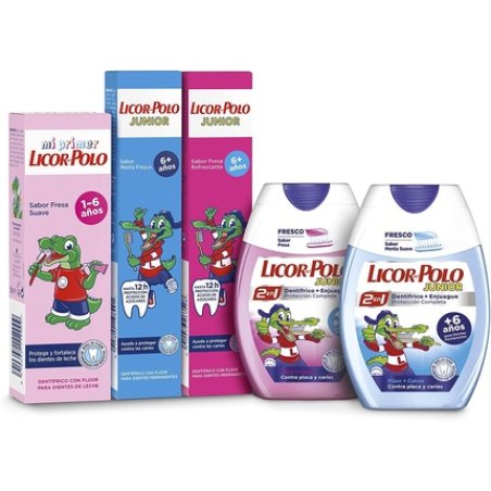 Licor del Polo 2-in-1 Junior Mint Gentle 6 Years Complete Protection against Cavities, Tartar, Plaque, and Gum