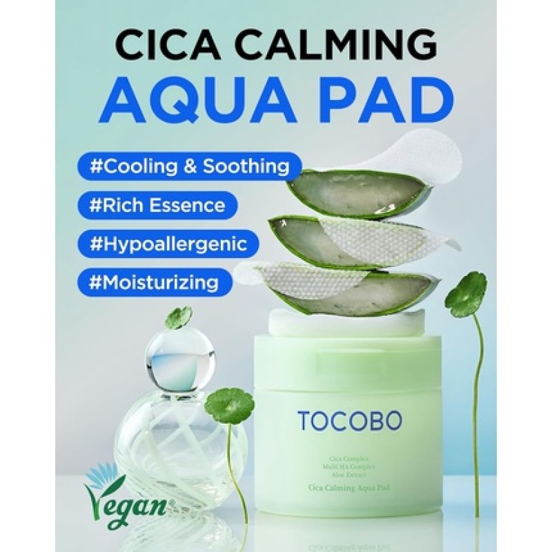Tocobo Cica Calming Aqua Toner Pad Korean Vegan Dual-Sided Toner Pads