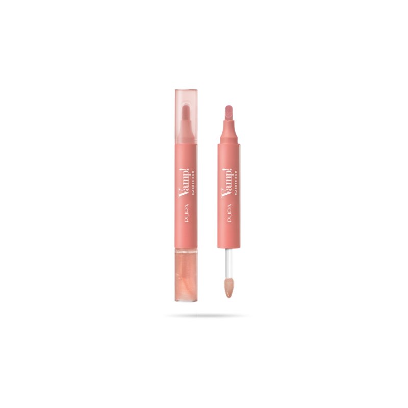Pupa Vamp Marker Duo Lip Marker & Oilgloss 002 Frozen Rose 4 Ml