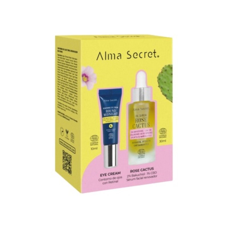 Alma Secret Eye Contour Set Round Midnight Facial Serum Rose Cactus