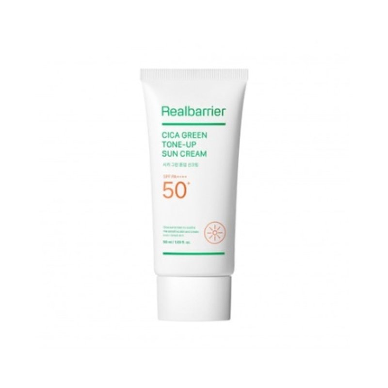 Real Barrier Sunscreen With Centella Asiatica Cica Green Toneup Spf 50 Pa For Sensitive And Reddened Skin