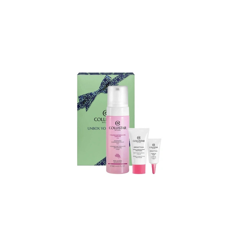 Set Collistar Unbox Your Beauty Soothing Cleansing Face Mousse 180ml Deeply Moisturizing Cream 25ml Eye Hydro-Gel