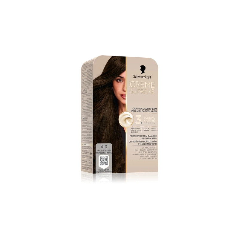 Schwarzkopf Creme Supreme Permanent Hair Dye Color 40 Natural Brown 60 Ml