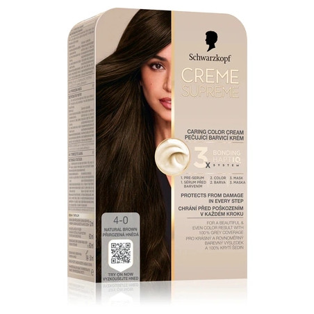 Schwarzkopf Creme Supreme Permanent Hair Dye Color 40 Natural Brown 60 Ml