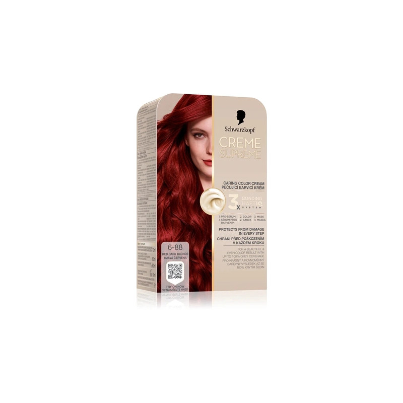 Schwarzkopf Creme Supreme Permanent Hair Dye Color 688 Red Dark Blonde 60 Ml