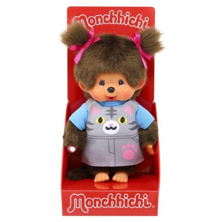 MONCHHICHI - Salopette Chat - Peluche 20cm