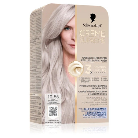 Schwarzkopf Creme Supreme Permanent Hair Dye Color 1055 Cool Silverblond 60 Ml