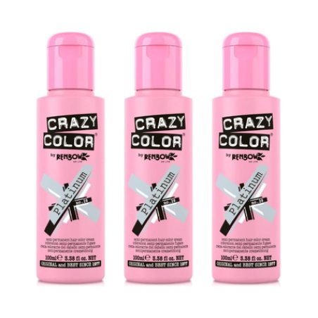 Crazy Color 28 Metallic Platinum Semipermanent Hair Color Cream Pack Of 3