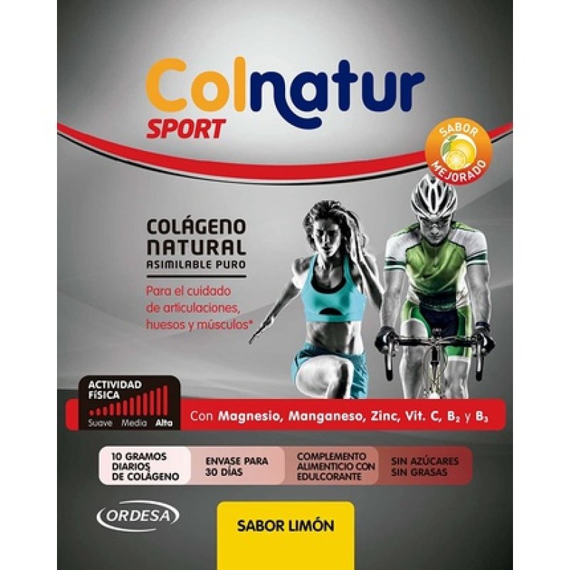 COLNATUR Sport Hydrolyzed Collagen Lemon Flavor 360g Powder - Designed for Athletes - Spanish Health Care - Protection