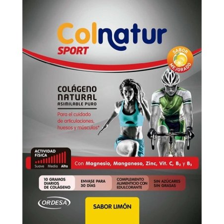 COLNATUR Sport Hydrolyzed Collagen Lemon Flavor 360g Powder - Designed for Athletes - Spanish Health Care - Protection