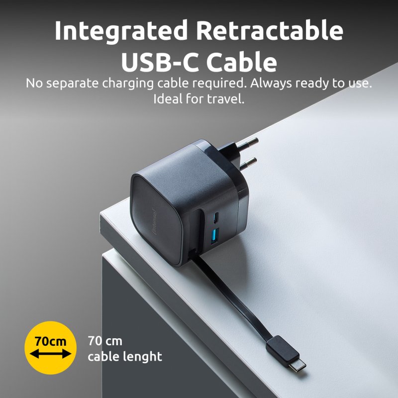 Intenso Power Adapter W65ACIC GaN black Schnellladegerät mit 65 W Leistung, Leistungsstarke GaN-Technologie,