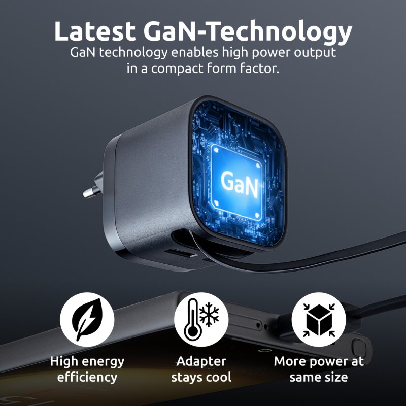 Intenso Power Adapter W65ACIC GaN black Schnellladegerät mit 65 W Leistung, Leistungsstarke GaN-Technologie,