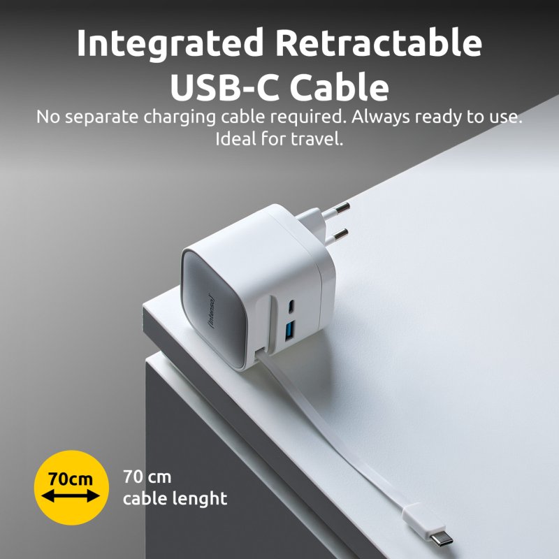 Intenso Power Adapter W65ACIC GaN white Schnellladegerät mit 65 W Leistung, Leistungsstarke GaN-Technologie,