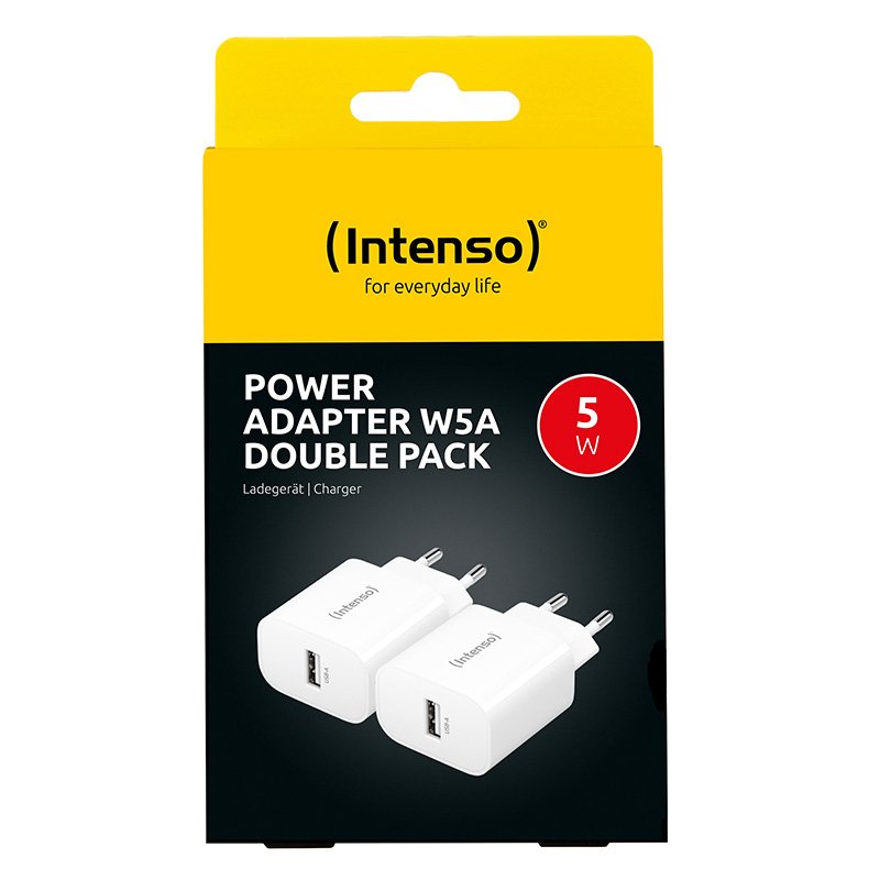 Intenso Netzteil Power Adapter W5A Doppelpack Anschluss: 1x USB-A, Output: max. 5 Watt, Weiß