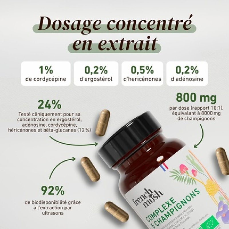 Organic 5 Mushroom Complex 56 Vegan Capsules Shiitake Lion's Mane Reishi