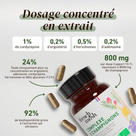 Organic 5 Mushroom Complex 56 Vegan Capsules Shiitake Lion's Mane Reishi