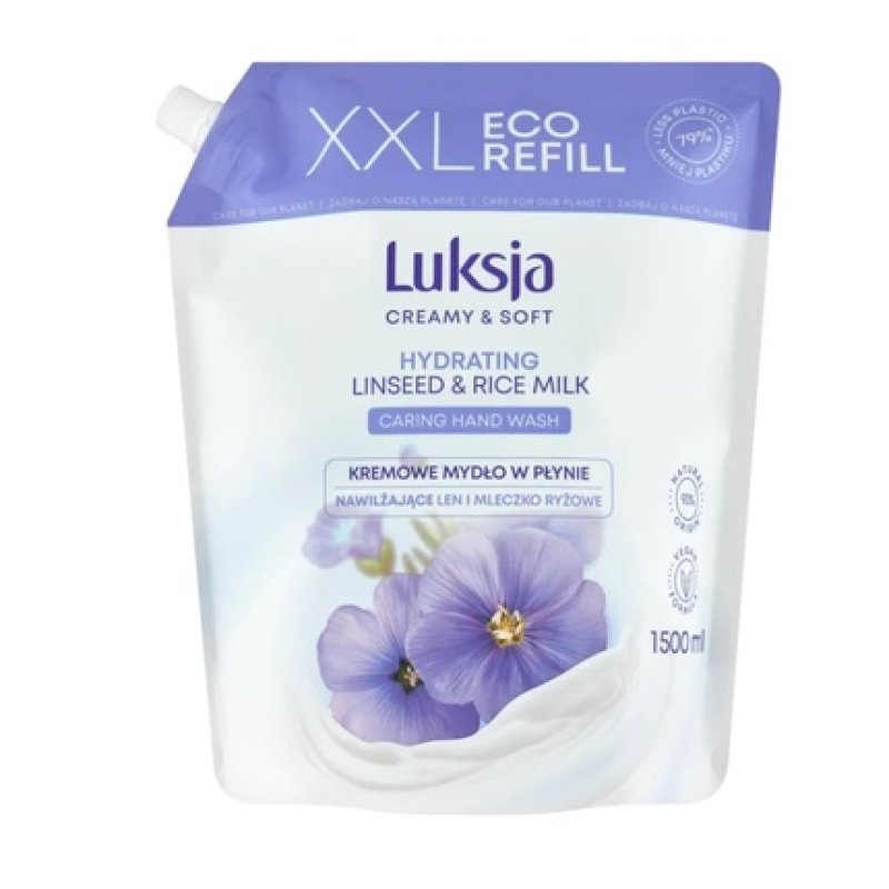 Luksja Liquid Soap Hydrating Linseed Rice Milk 1500 Ml