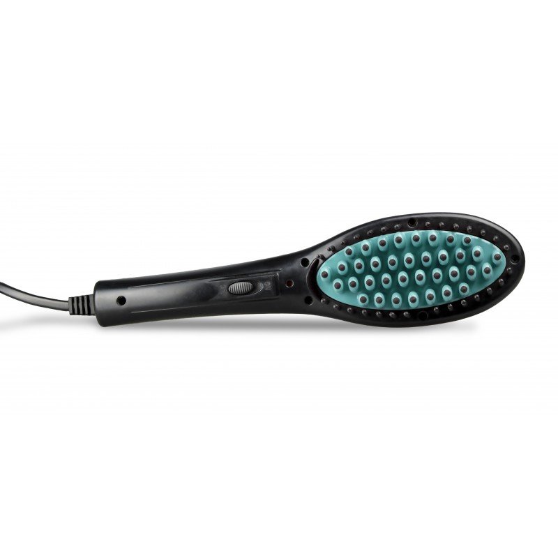 Mini Ceramic Hair Straightening Brush 30W Black and Green - Italian Design