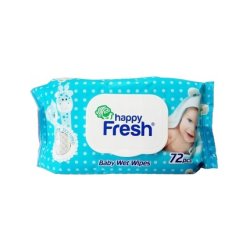 Happy Fresh Moist Wipes For Children With Clip 72 Pieces