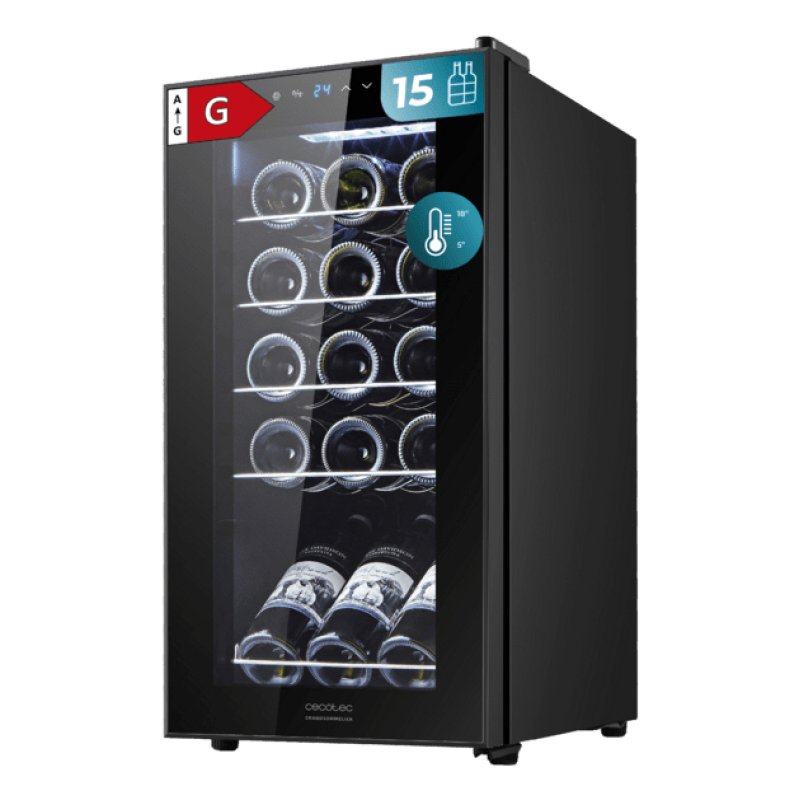 Cecotec 00120 wine cooler Compressor wine cooler Freestanding Black 15 bottle(s)