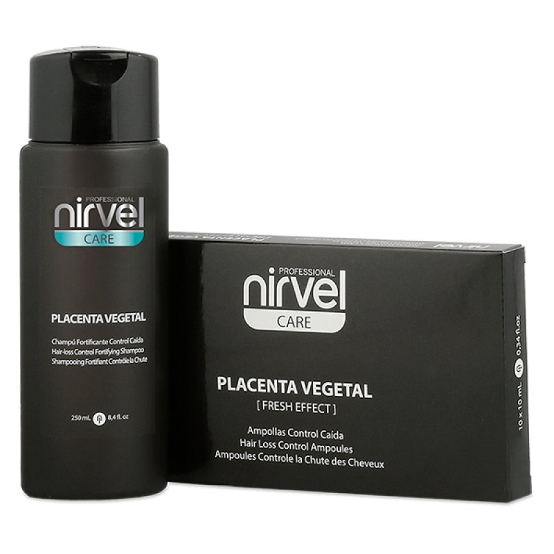 Nirvel Hair Loss Shock Treatment Set Plant Placenta 10 Vials and Shampoo 250ml