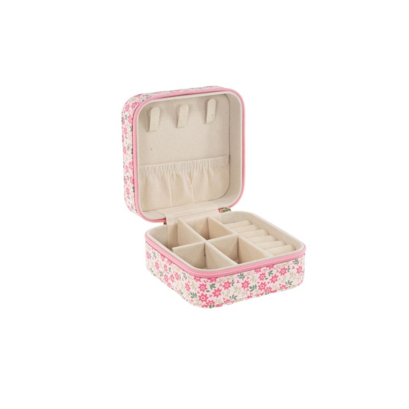 Tinka - Travel Jewellery Box Pink w/Flowers