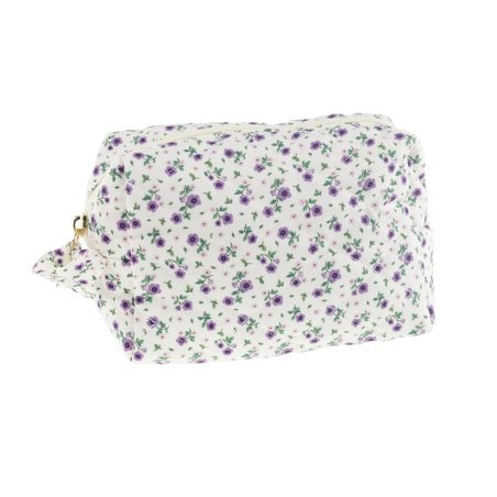 Tinka - Toiletry Bag White w/Purple Flowers