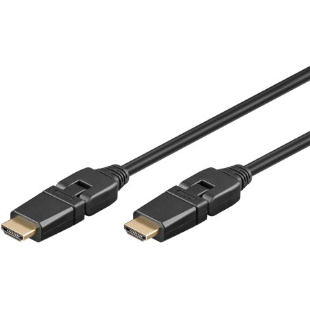 High-Speed-HDMI 360° Kabel (schwarz/gold, mit Ethernet, 2 m)