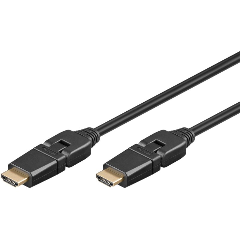 High-Speed-HDMI 360° Kabel (schwarz/gold, mit Ethernet, 3 m)