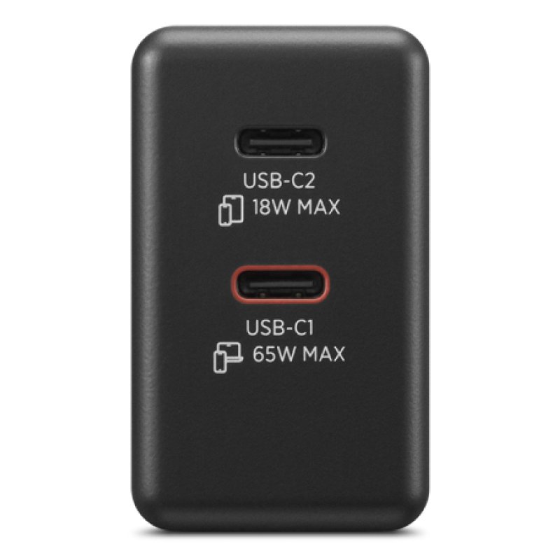 Lenovo Dual USB-C 65W GaN Ladegerät, schwarz