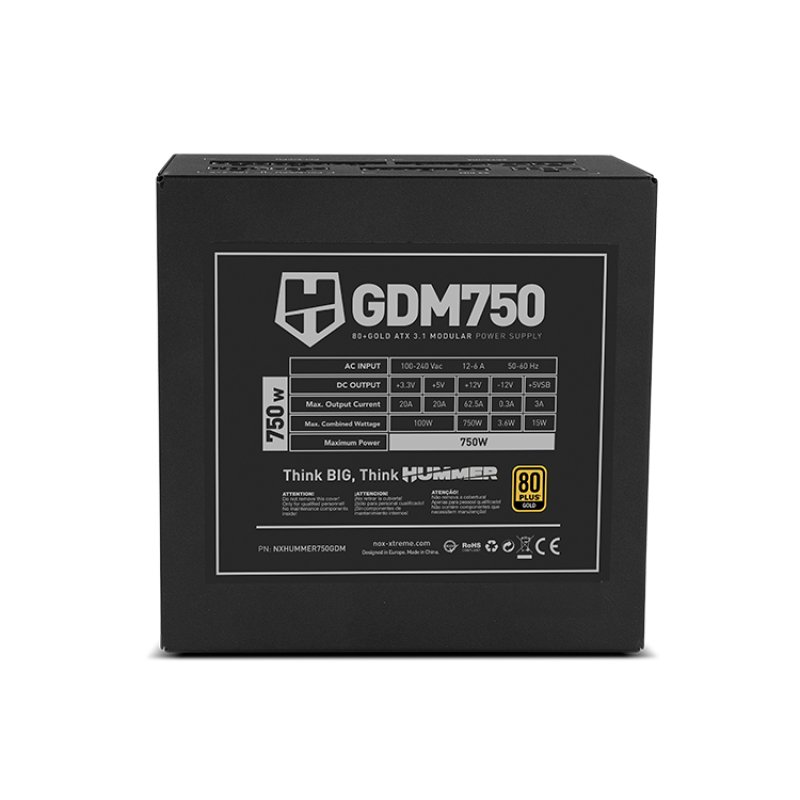 NOX Hummer GDM 750W GOLD unité d'alimentation d'énergie 20 4 pin ATX ATX Noir