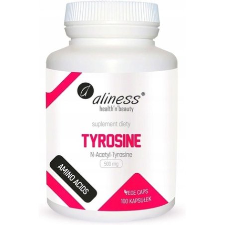 Aliness Tyrosine N-Acetyl-Tyrosine 500mg Memory Support Amino Acids Dietary Supplement 100 Capsules