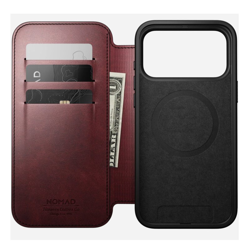 Nomad Modern Leather Folio iPhone 17 Pro Max Burgundy H.