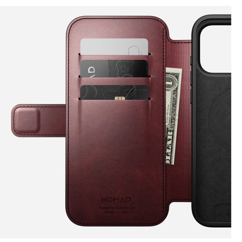 Nomad Modern Leather Folio iPhone 17 Pro Max Burgundy H.